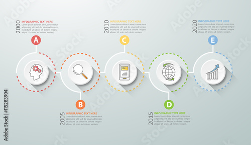 Timeline infographic 5 options, Business concept infographic template