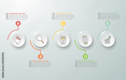 Timeline infographic 5 options,  Business concept infographic template