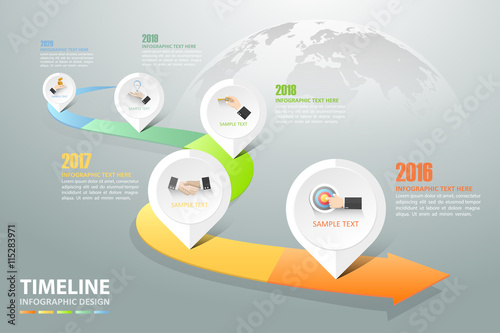 Timeline infographic 5 options,  Business concept infographic template.