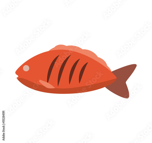 Healthy and organic food concept represented by fish icon. isolated and flat illustration 