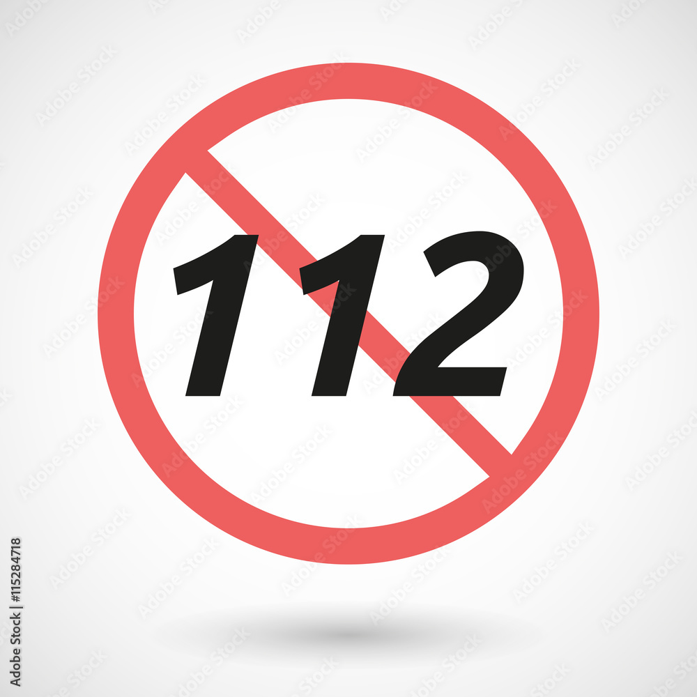 Isolated forbidden signal with the text 112 Isolated forbidden signal with the text 112