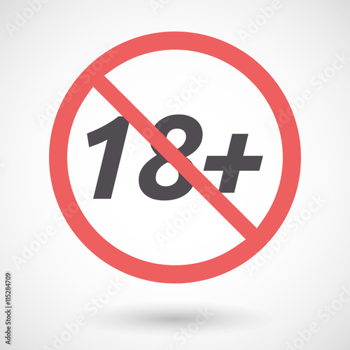 Isolated forbidden signal with    the text 18+