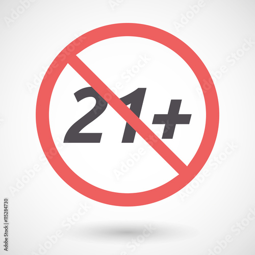 Isolated forbidden signal with    the text 21+