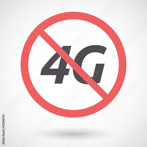 Isolated forbidden signal with    the text 4G