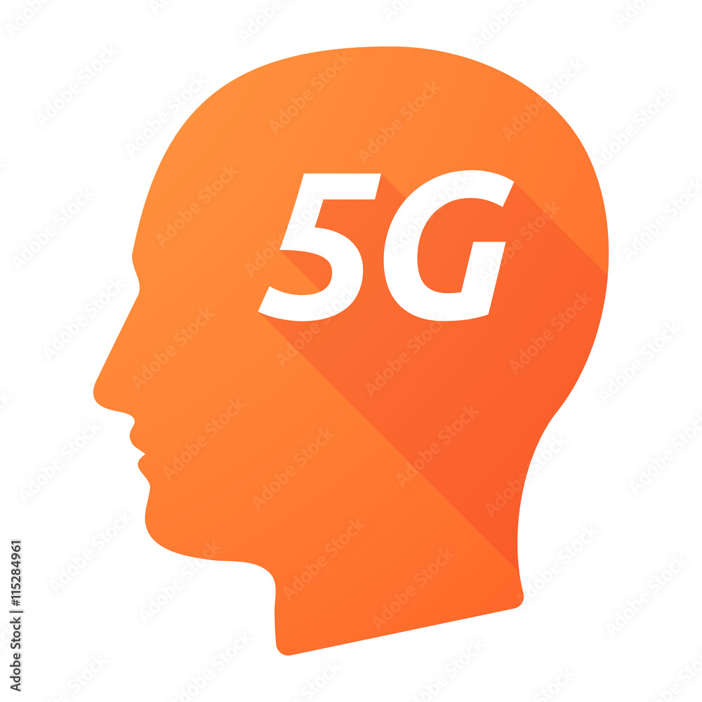 Isolated long shadow male head with the text 5G Isolated long shadow male head with the text 5G