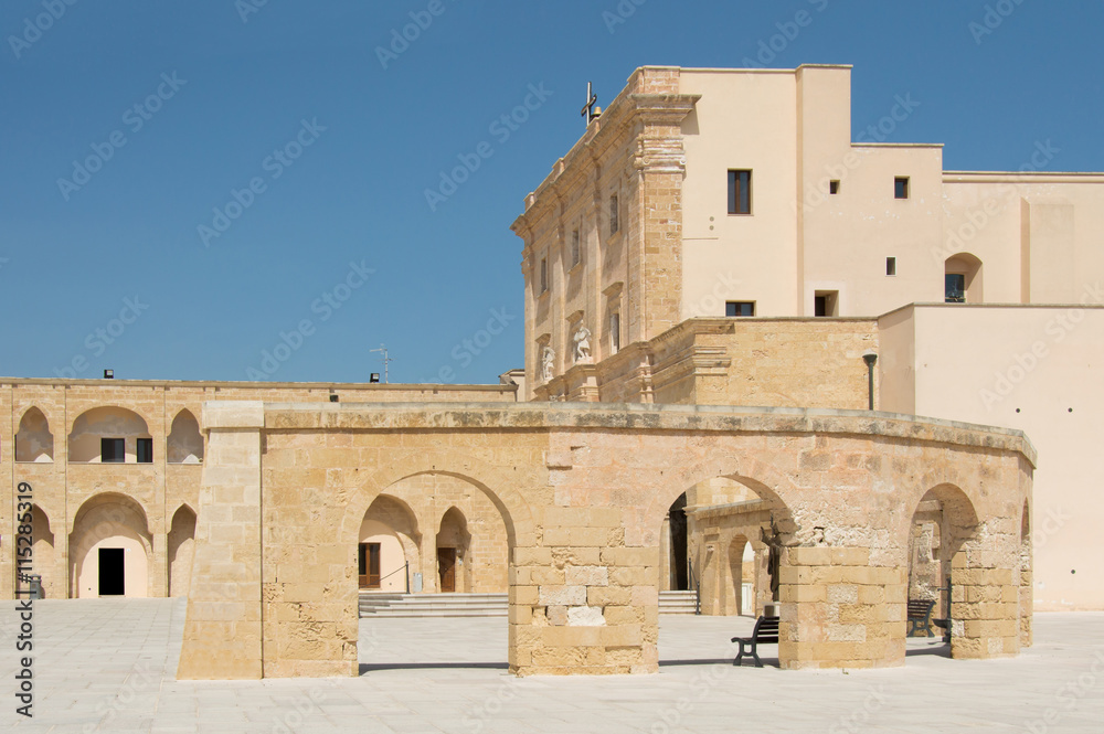 Square and church in Santa Maria di Leuca -travel in Puglia Italy
