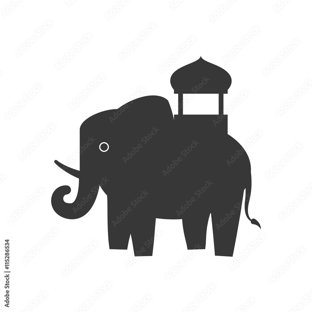 Obraz premium Indian culture concept represented by elephant as sacred animal icon. Isolated and flat illustration 