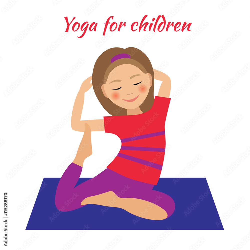 Yoga for Kids. Children activities. Girl doing yoga 1 Yoga for Kids. Children activities. Girl doing yoga 1