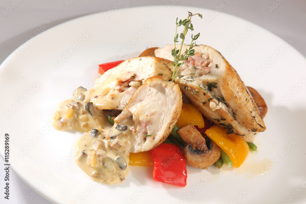 meat roll with mushrooms and sauce meat roll with mushrooms and sauce