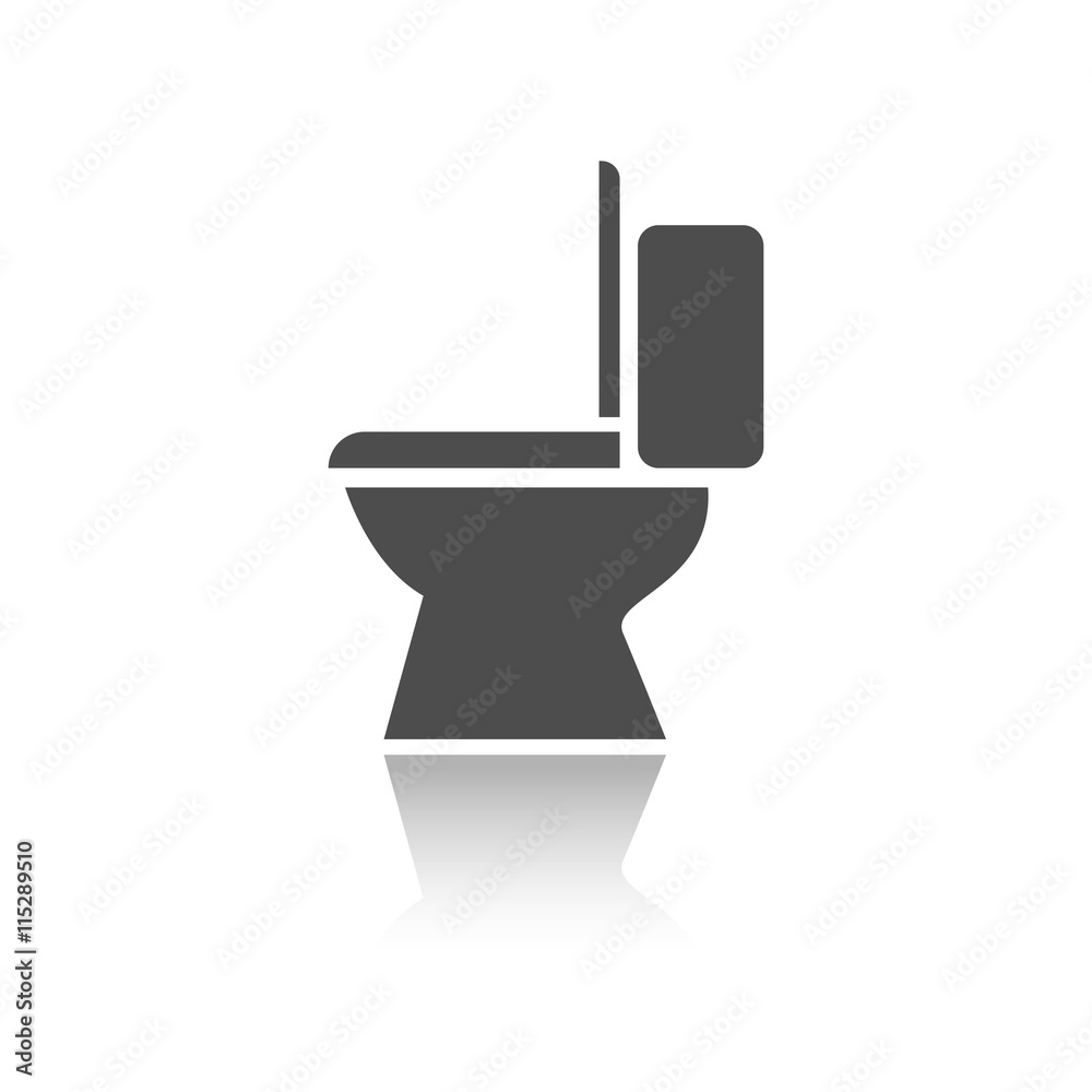 Icono de un inodoro sobre fondo blanco y reflejo Icono de un inodoro sobre fondo blanco y reflejo