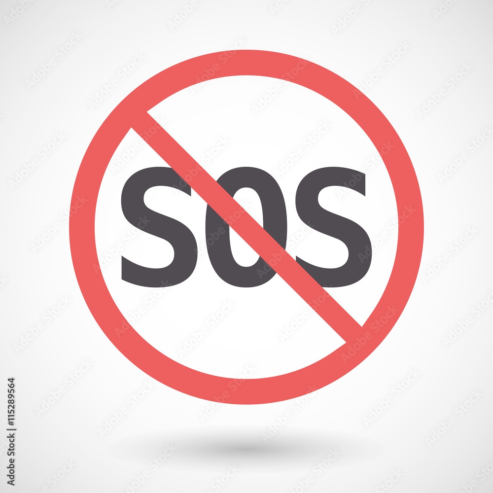 Isolated forbidden signal with the text SOS Isolated forbidden signal with the text SOS