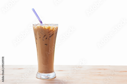 iced coffee on white background.