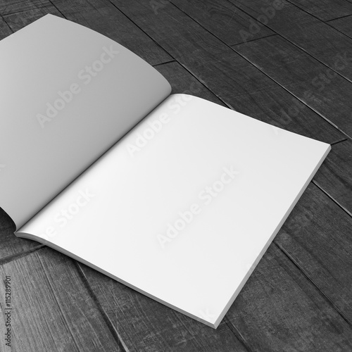 catalogs or magazine isolated on wooden floor