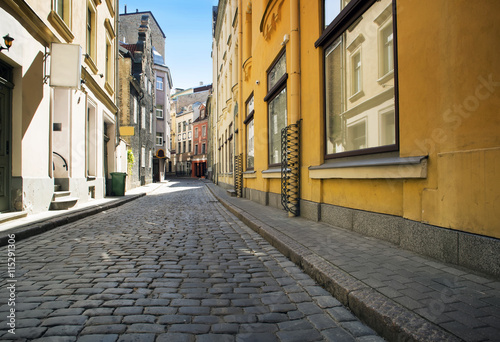 Street without people early in the morning. Europe. Riga © katrin_timoff