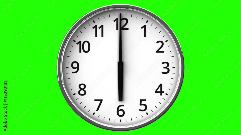Reverse Rotation Clock On Green Chroma Key.
Loop able 3DCG render Animation.