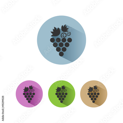 Icono de racimo de uvas sobre fondos de colores