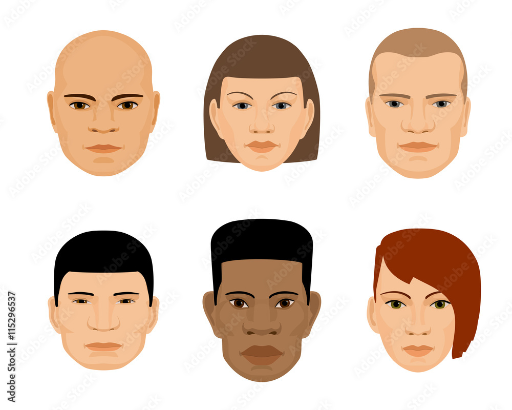 set of human faces different gender and ethnicity set of human faces different gender and ethnicity