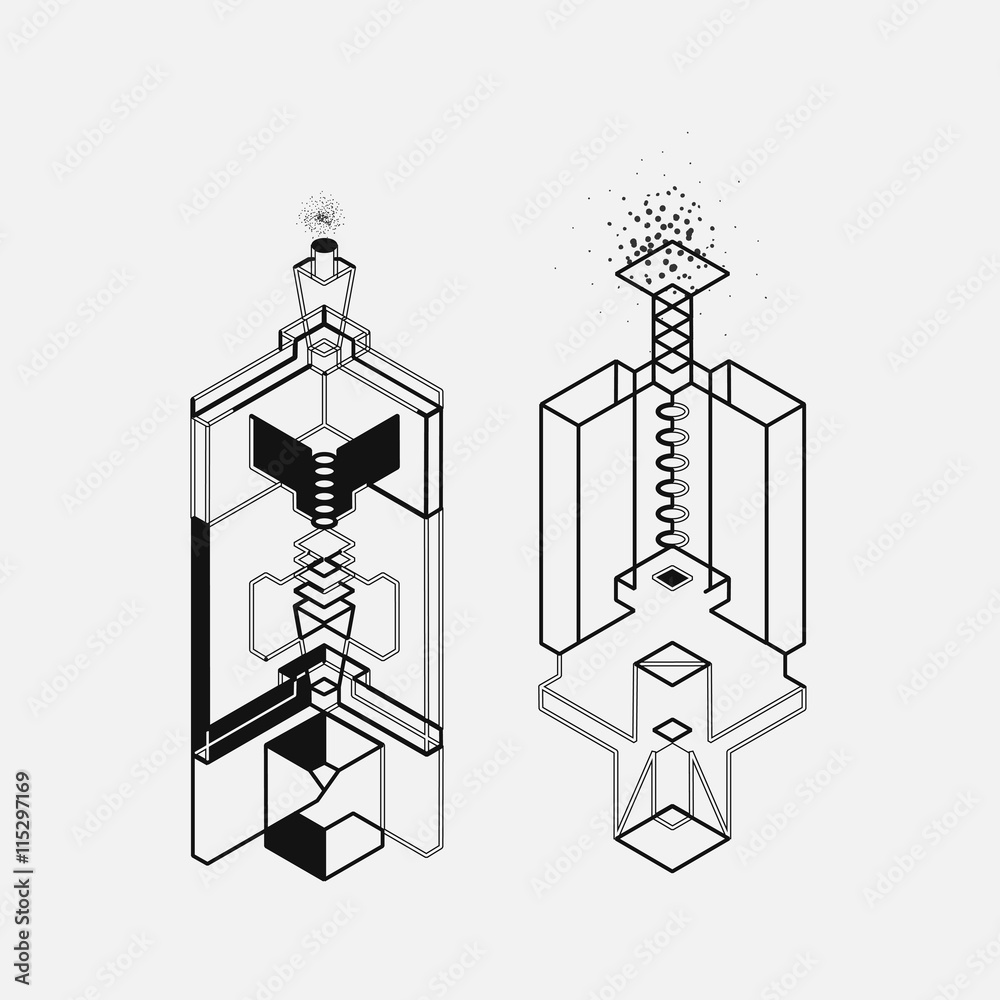 Isometric abstract geometry design elements Isometric abstract geometry design elements