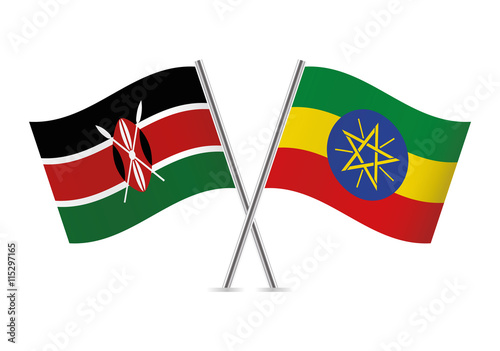 Kenyan and Ethiopian flags. Vector illustration. Free Download Kenyan and Ethiopian flags. Vector illustration. - GFXLoad