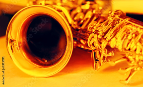 Detail of gold saxophone