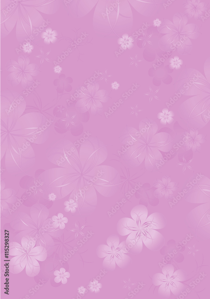 Flowers background. Flowers design. Vector abstract illustration. Light-Purple Sakura blossoms background. Vector. 