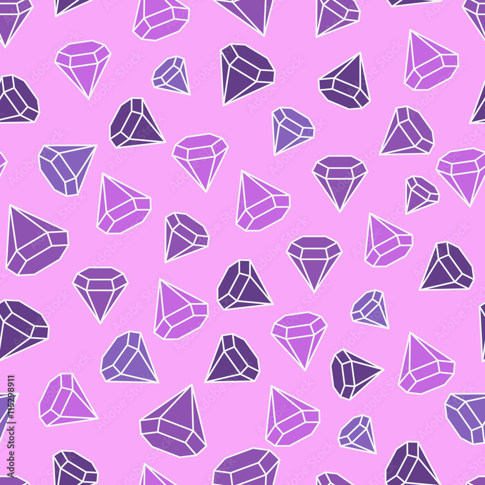 Gemstones are forever, Seamless pattern with abstract cartoon gemstones