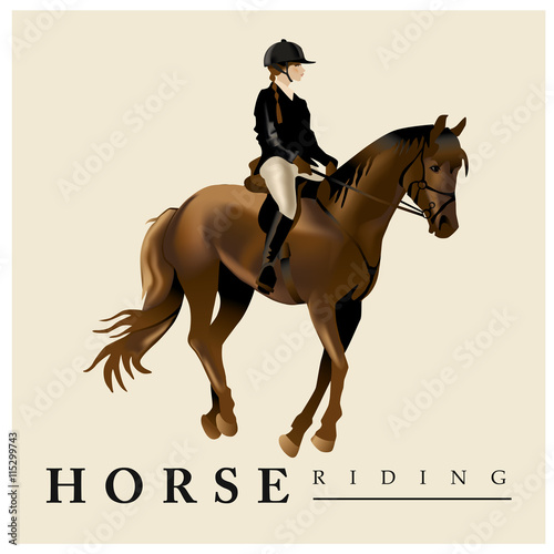 Horse Rider Woman. Equestrian Sport. Realistic vector illustration