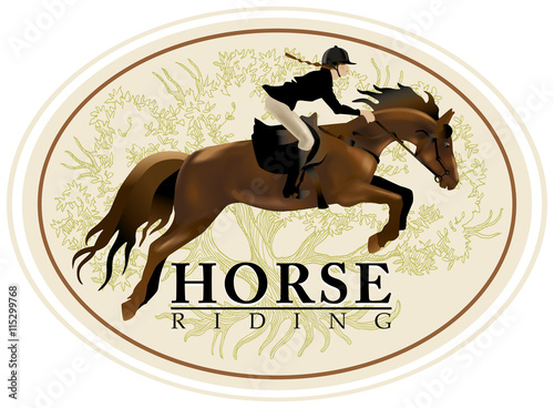 Horse Rider Woman. Equestrian Sport. Realistic vector illustration