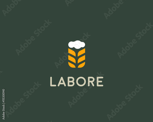 Brewery logotype. Beer vector logo design template. Pub modern symbol. Stylized mug badge emblem.