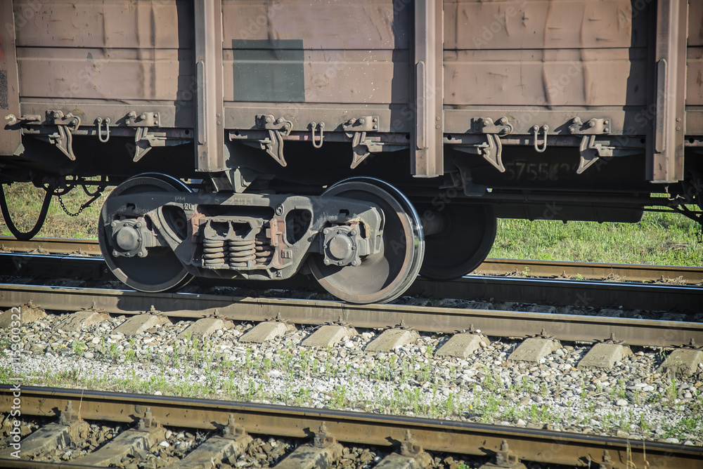 Wheels of train on railway station Wheels of train on railway station