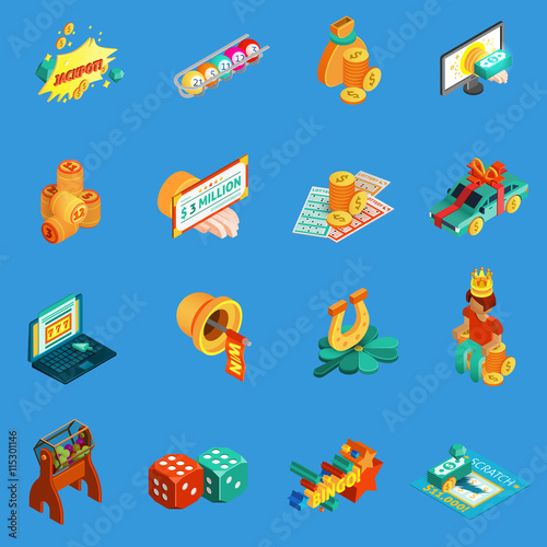 Gambling Isometric Icons Set 