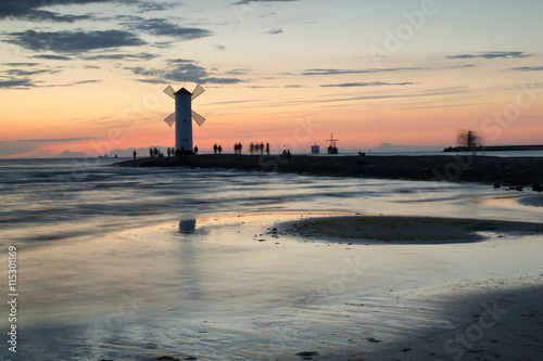 Lighthouse windmill Stawa Mlyny, Swinoujscie, Baltic Sea, Poland