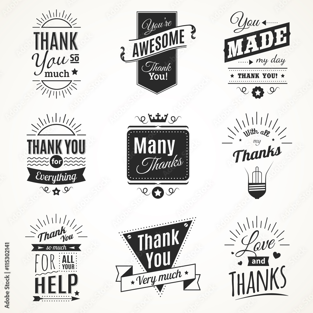 Thank You Monochrome Isolated Signs