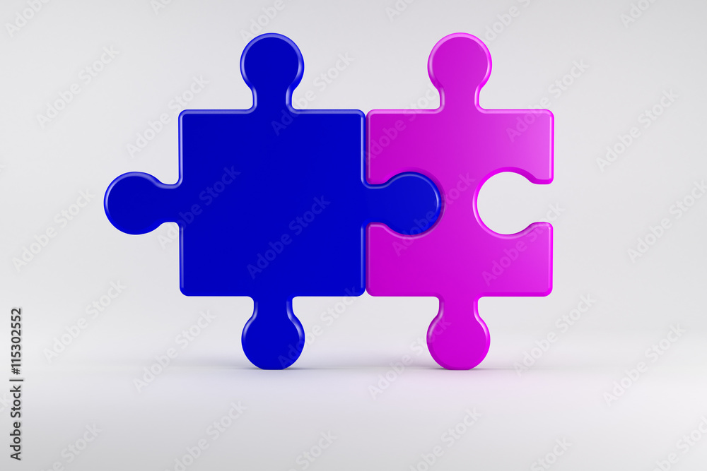  Puzzle pieces symbolize a marriage Couple