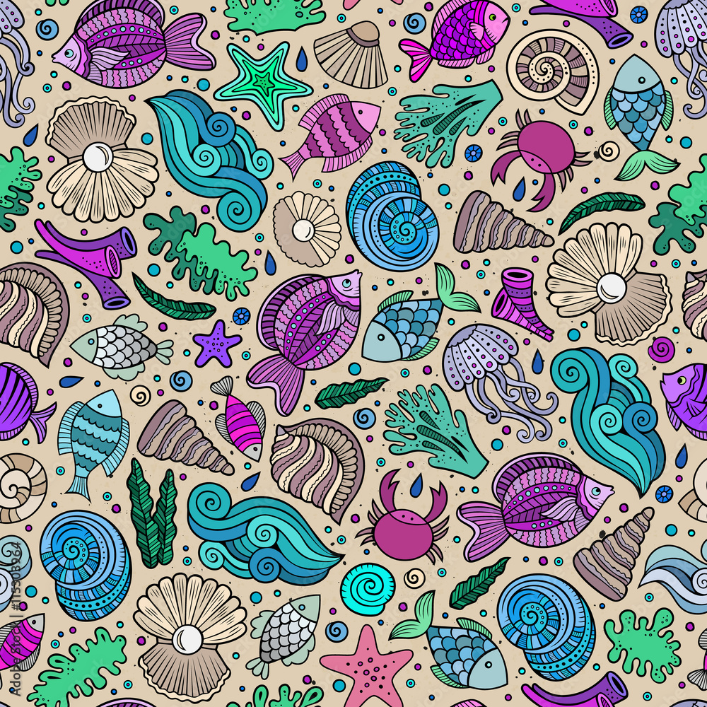Cartoon under water life seamless pattern Cartoon under water life seamless pattern
