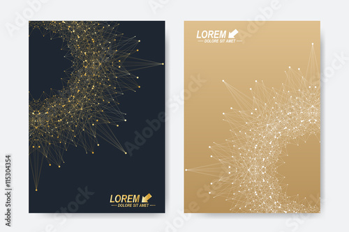 Modern vector template for brochure, Leaflet, flyer, cover, magazine or annual report. A4. Business, science, medicine and technology design book layout. Abstract presentation with golden mandala
