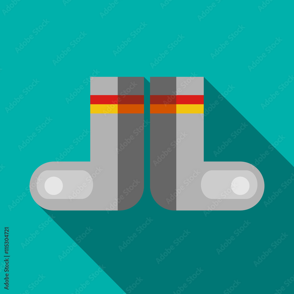 Russian traditional winter felt boots icon in flat style on a turquoise background Russian traditional winter felt boots icon in flat style on a turquoise background