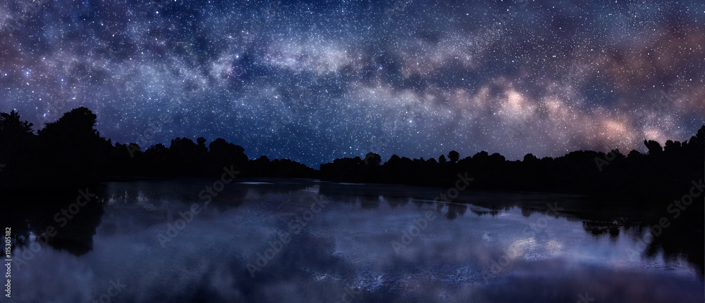 Fototapeta premium Milky Way over the lake