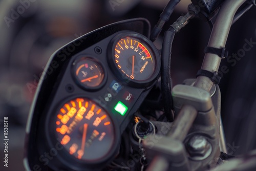 Illuminated motorbike control panel