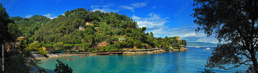 panoramic view of Italian Riviera gulf near Santa Marherita