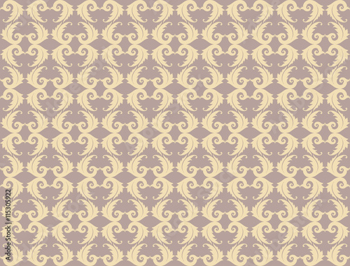 Vintage Abstract geometric floral classic pattern ornament. Vector background for cards, web, fabric, textures, wallpapers, tile, mosaic. Rose quartz and gold color