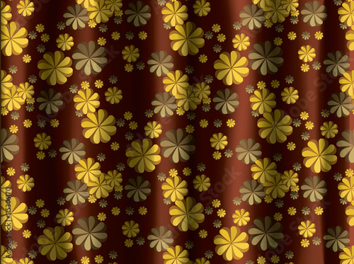 Golden floral ornaments on upholstery. Vector