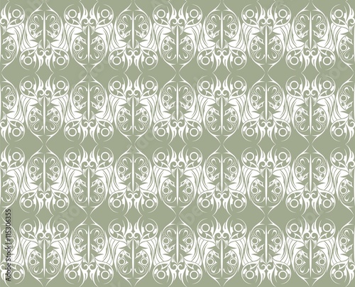 Vintage Abstract geometric floral classic pattern ornament. Vector background for cards  web  fabric  textures  wallpapers  tile  mosaic. green color