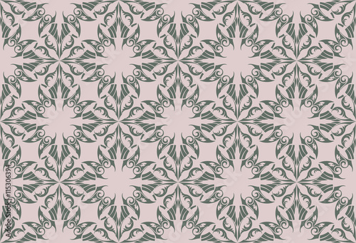 Vintage Abstract geometric floral classic pattern ornament. Vector background for cards, web, fabric, textures, wallpapers, tile, mosaic. rose quartz and gray color