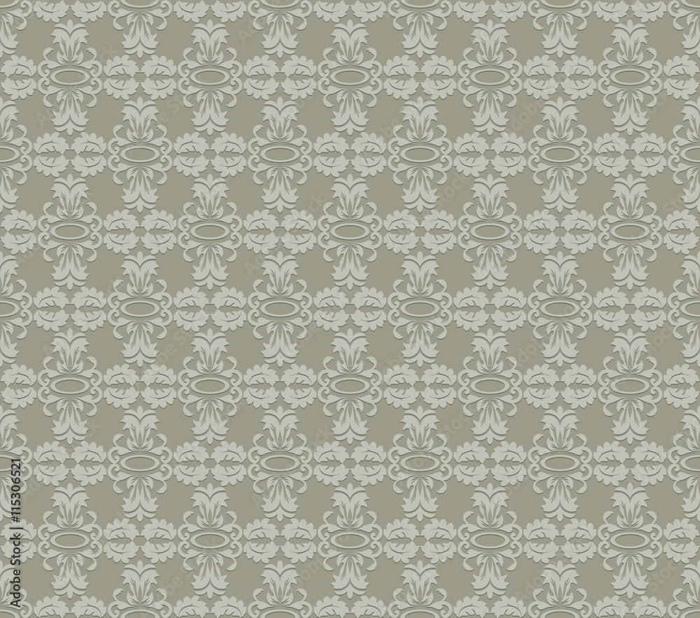 Vintage Abstract geometric floral classic pattern ornament. Vector background for cards, web, fabric, textures, wallpapers, tile, mosaic. Gray color