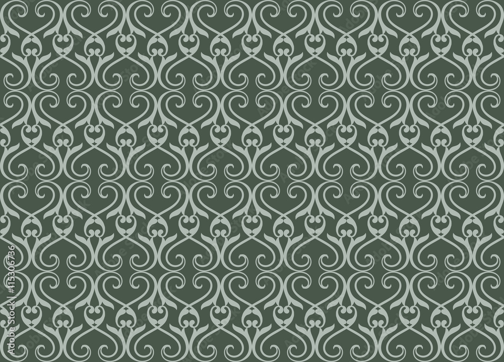 Vector East Style pattern ornament background. Element for design, wallpaper, pattern fills, web, background, surface, textures, wallpapers, classic fabric. Green color