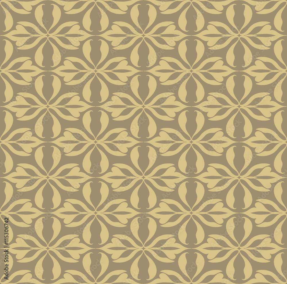 Vintage Abstract geometric floral classic pattern ornament. Vector background for cards, web, fabric, textures, wallpapers, tile, mosaic. Brown color ornament