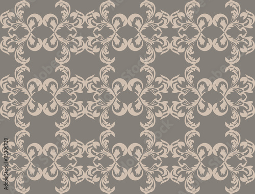 Vintage Damask floral classic pattern ornament. Vector background for cards, web, fabric, textures, wallpapers, tile, mosaic. Gray color