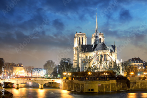 Notre Dame Cathedral at dusk in Paris, France © TTstudio