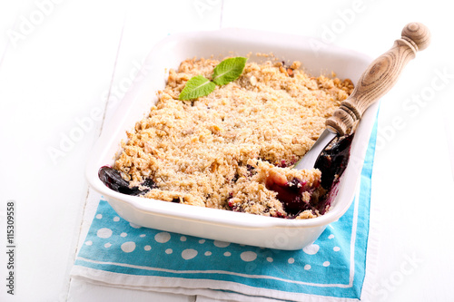 Blackberry and apple crumble cake